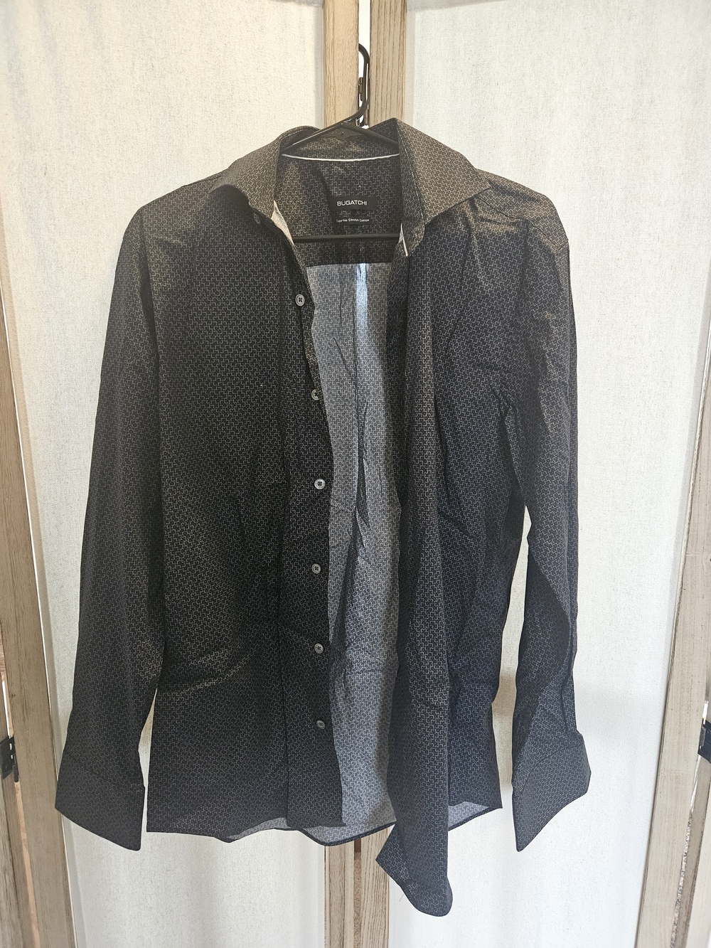 Bugatchi Black Micro-Pattern Lightweight Shirt Jacket